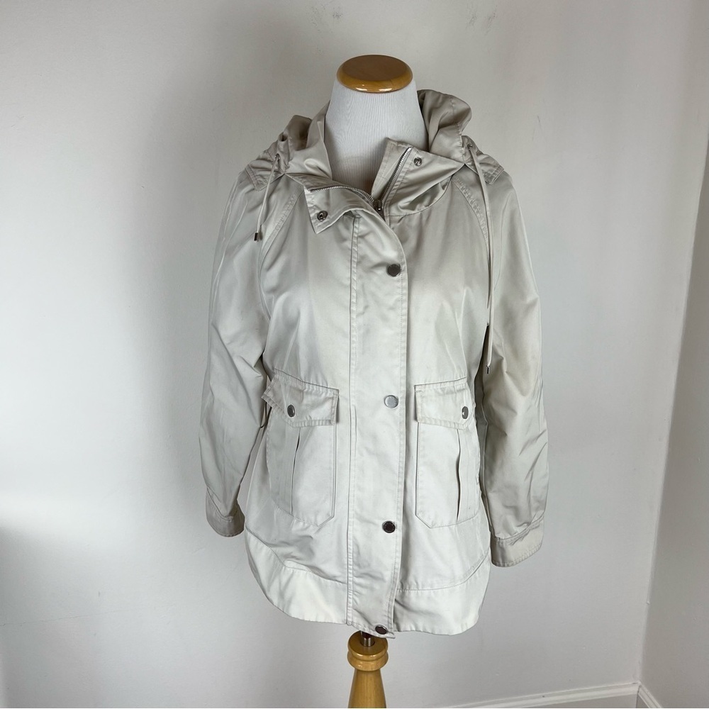 MaxMara Weekend Cream Cargo Jacket with Hood Coat Size US 4